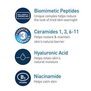 Crème de nuit régénérante pour la peau 100% USA avec complexe de peptides et d'acide hyaluronique à la niacinamide pour le visage, 1,7 once, hydratant - Product Image 1