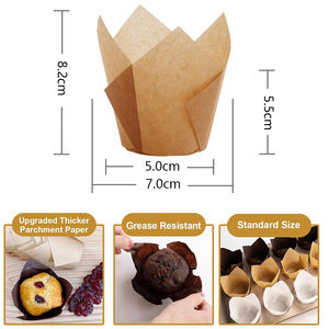 Outils de Cuisson et Pâtisserie Gobelets à Cupcakes Tulipe Jetables Marron et Blanc en Papier - Product Image 3