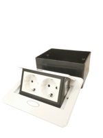 Prise de table escamotable Premium pour conférence, 16A, à ouverture lente, blanche, française/UE, 3 prises intégrées