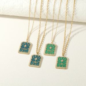 Avrupa Amerikan <span class=keywords><strong>Tarot</strong></span> Yıldızlı Gökyüzü Kadın Modası Yağlı Yüksek Kalite Turkuaz Kolye Kadınlar İçin - Product Image 4