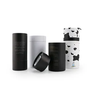 Luxe Cilinder Verpakking Ronde Doos Thee Zwarte Verpakking Kartonnen Dozen Slim Wit Papier Thee Doos Met Deksel Voor Parfum
