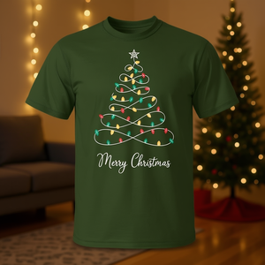 Camiseta con diseño navideño de luces de árbol de Navidad, unisex para adultos - Product Image 3