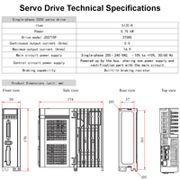 Moteur servo AC 220V 2.39N.m 3000rpm 750W avec kit d'entraînement à impulsions et câbles de 3M pour routeur CNC, machine d'emballage, robots