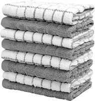 Chiffons à vaisselle en coton de qualité supérieure YSD (12 po x 12 po) Motif à carreaux gris |   Sans peluches |   Très absorbant |   Classique |   Serviette de cuisine