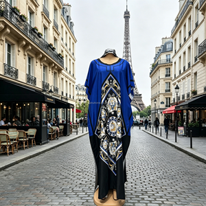 Robe d'été africaine Dashiki ample à motif géométrique avec strass, taille plus, en coton imprimé pour femme, style Boubou Femme, ODM&OEM Kanga Clothing - Product Image 4