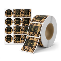 Étiquettes autocollantes personnalisées imperméables et écologiques à imprimé léopard avec détails en feuille d'or pour l'emballage de luxe HUGLYDIA à la vanille