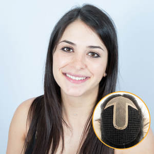 <span class=keywords><strong>TEENA</strong></span> stock femme perruques cheveux mongols haut en soie 130% PE ligne résille 110% topper cheveux humains - Product Image 2