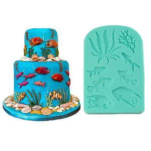 Y Silicone Seashell vita di mare fondente e pasta di gomma torta torta di cottura stampo per la decorazione della torta - Product Image 1