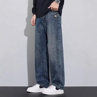 Jeans en denim délavé coupe ample taille mi-haute pour homme, style américain, nouvelle collection automne, tendance streetwear, directement de l'usine, best-seller transfrontalier