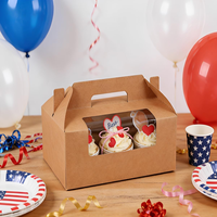 Boîtes à cupcakes portables pliables de 6 emplacements avec fenêtre et poignée en carton recyclable pour les faveurs de mariage et d'anniversaire