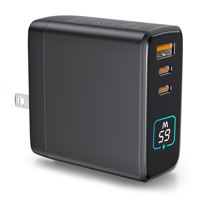 Cargador de Pared GaN de 67W con Carga Rápida, Enchufe para EE. UU., UE, Reino Unido, Australia y Japón, USB C, USB A, Pantalla Digital AI, Cargador Rápido PD para MacBook, iPhone, Samsung