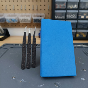 Pince à épiler pour cils à pointe en fibre, courbée, en acier inoxydable, pour volume, pointe lisse de précision, emballage boîte bleue, modèle 740.0, livraison gratuite - Product Image 3
