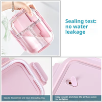 Ensemble de boîtes à lunch en verre borosilicate de haute qualité avec joint de fraîcheur, compatible micro-ondes et lave-vaisselle, sans BPA, design imprimé pour les employés de bureau