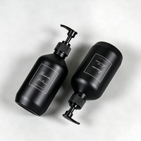 Bouteilles distributrices Boston personnalisées en plastique noir mat de 300 ml et 500 ml, vides et rechargeables, pour savon liquide, lotion et shampoing