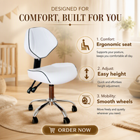 Tabouret médical réglable en hauteur, chaise de bureau dentaire rotative en cuir PU avec dossier et roulettes
