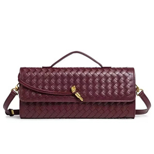 Bolso de Mano Tipo Acordeón de PU Tejido para <span class=keywords><strong>Mujer</strong></span>, Bolso Bandolera Pequeño, 30cm, Logotipo Personalizado OEM, Bolso de Moda - Product Image 2