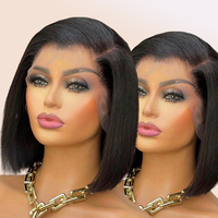 Perruques courtes brésiliennes pas chères Perruques cheveux humains Lace Front Hd Perruques Lace Frontal Perruques cheveux humains droits pour femmes noires Cheveux bruts