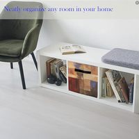 Boîte de rangement pliable pour salon, en tissu de lin moderne, avec poignée latérale, grande capacité, 35,6*28*28 cm