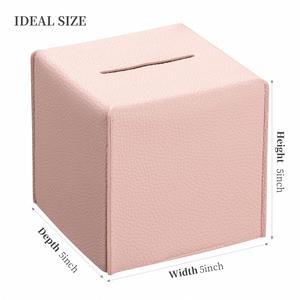 Moderna Funda de Cuero Rosa para Caja de Pañuelos, Organizador Cuadrado con Soporte en Forma de Coche para Almacenamiento Decorativo en el Hogar - Product Image 2