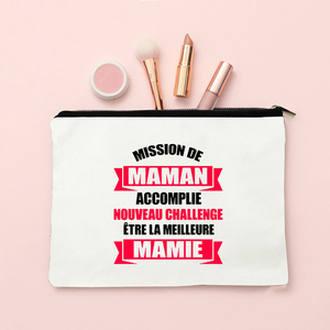 Borsa per il Trucco in Tela con Stampa 'Miglior Nonna <span class=keywords><strong>del</strong></span> <span class=keywords><strong>Mondo</strong></span>', Borse Cosmetiche con Cerniera per Viaggi, Pochette per Annuncio di Gravidanza - Product Image 5