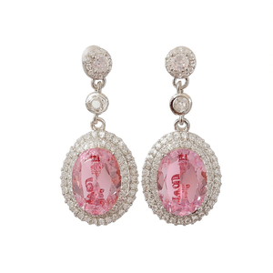 Pendientes de Cristal Rosa Ladycrystal con Engaste de Plata 925, Joyería de Lujo para Mujer para Fiestas - Product Image 1