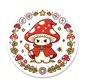 Décoration murale ronde en métal en forme de champignon mignon, artisanat de dessin animé, ornement fantaisie rouge et blanc pour la décoration de la pièce - Product Image 2