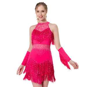 Nuovo Abito da Ballo Latino per Donna con Perline e Paillettes, Costume da Samba con Frange per Matrimoni, Balli di Gala e Spettacoli - Product Image 1