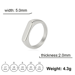 Minimalische Siegelringe Damen Herren Edelstahl breite rechteckige geometrische Ringe Mode Hochzeit Schmuck Geschenk Großhandel - Product Image 6