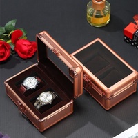 Estuche de Viaje para Relojes de Aluminio Personalizado de 2 Ranuras con Ventana Transparente y Espuma Moldeada, Venta al Por Mayor Directa de Fábrica OEM