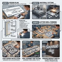 Logo du fabricant, lettres lumineuses personnalisées, étanches, LED 3D, signalétique extérieure en métal rétroéclairé, acier inoxydable, logo mural pour entreprise, logo de voiture
