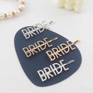 Venta caliente BRIDE Letter Bobby Pins MRS LETTER Pinzas para el cabello Crystal Rhinestones Pearl Bride Letter Horquillas para el cabello Accesorios nupciales para el cabello - Product Image 4