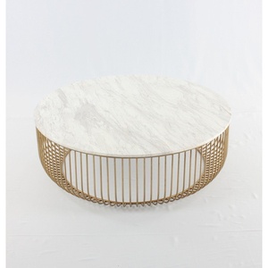 Mesa de mármol blanco de lujo, mesa de centro nórdica dorada, muebles de sala de estar, embalaje personalizado, mesa de centro moderna para el hogar - Product Image 5
