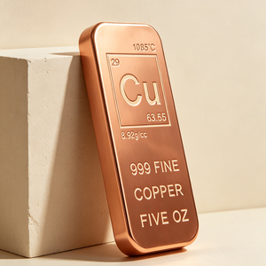 Barre de cuivre fin 999 de haute pureté de 5 oz pour l'artisanat, l'investissement et les cadeaux d'affaires - Product Image 1