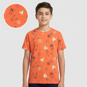 T-shirt en coton pour garçons, 180 GSM, imprimé sur toute la surface, coupe classique, col rond, vêtements personnalisés pour enfants, âges 6 à 12 ans - Product Image 1
