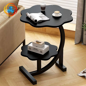 Low MOQ Cheap Wooden Modern Handmade Living Room <b>Sofa</b> <b>Side</b> <b>Table</b> with Metal Legs C Shape Round End <b>Table</b> Decorative - Product Image 5