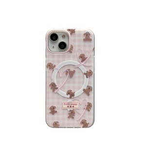 Funda Magnética con Diseño de Perro a Cuadros Rosa para iPhone 16 Pro Max 15 14 13, Doble Capa, Linda, para Mujer - Product Image 5