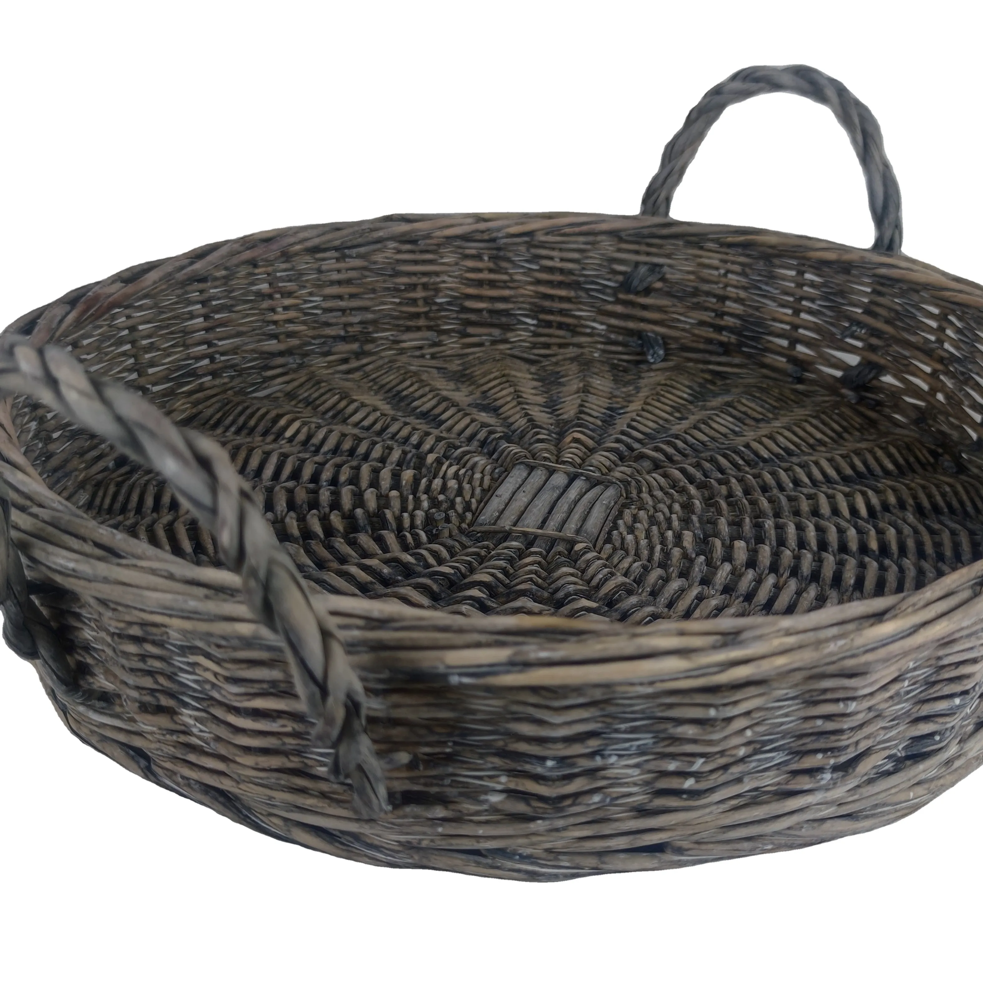 Handgemachte Wicker Rattan Obstkorb Runde Lebensmittel Backen Brot Tablett Display Snack Korb Obst teller