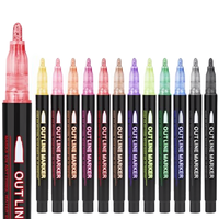 Marqueurs métalliques à double ligne, stylos marqueurs métalliques Pecosso, 12 couleurs, stylo permanent pour écrire et dessiner des lignes