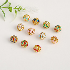 ลูกปัดเคลือบลายฉลุแบบหยดน้ำมันทรงกลมจาก Lisheng Jewelry สำหรับทำเครื่องประดับ DIY เช่น สร้อยข้อมือและสร้อยคอ - Product Image 3