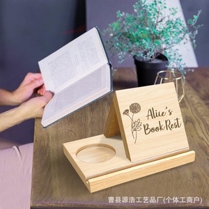 ที่วางปฏิทินตั้งโต๊ะไม้พร้อมที่รองแก้ว ที่วางหนังสืออเนกประสงค์สำหรับจัดระเบียบโต๊ะทำงาน 25.4x17.8x15.2 ซม. - Product Image 2