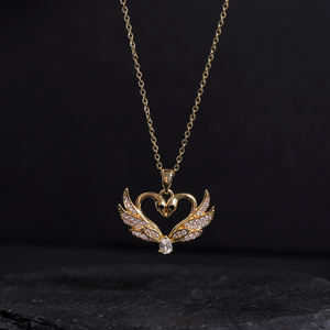 Collar con forma de cisne único corazón Zirconia chapado en oro cadena de eslabones de latón colgante collar fábrica venta al por mayor joyería - Product Image 2