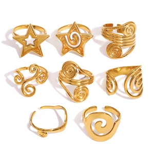 Fashion <b>Rings</b> Women's Gold Tone Star Spiral <b>Open</b> Design Geometric Jewelry Gift - Product Image 5