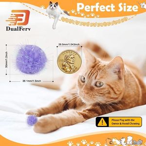 ลูกบอลปอมปอม DF DUALFERV สำหรับแมว 60 ชิ้น ขนาดใหญ่พิเศษ ของเล่นขนปุยวิบวับ สำหรับแมวออกกำลังกาย เล่นสนุก บีบเล่นได้ เด้งดึ๋ง - Product Image 2