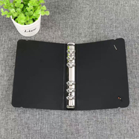 Couverture de classeur A4B5A5A6A7 en PP givré noir, rechargeable, à anneaux ronds, pour carnet, fournitures de bureau et scolaires