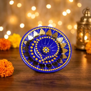 Lampe à huile ronde en argile peinte à la main, porte-bougie décoratif pour Noël, Nouvel An, Pâques, décoration de la maison - Product Image 4
