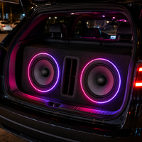 Kit d'éclairage décoratif ambiant pour haut-parleur de voiture avec anneau lumineux LED RGB multicolore et télécommande, 3,5-12 pouces