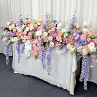 Fleur artificielle en soie rose poudré et violette, faite à la main, personnalisable, pour chemin de table ou boule de fleurs, décoration de table de mariage