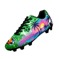 Chaussures de football personnalisées avec imprimé graffiti de palmiers tropicaux au coucher du soleil, chaussures de sport pour hommes, chaussures à crampons pour terrain ferme, chaussures d'entraînement en plein air