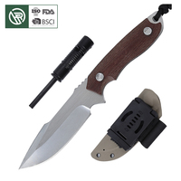 Couteau de survie tactique à lame pleine en acier 5Cr13Mov, lame fixe, pour le camping et la chasse en plein air, avec étui Kydex et allume-feu