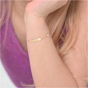 Bijoux pour enfants personnalisés, argent sterling 925 plaqué or 14 carats, bracelet papillon gonflé gravable, bijoux fins pour filles, bracelet pour femmes - Product Image 4